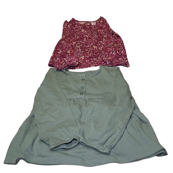 Carter's Other - Kid Girls Size 5T Shirt Bundle Burgundy Floral Long Sleeve Green Long Sleeve